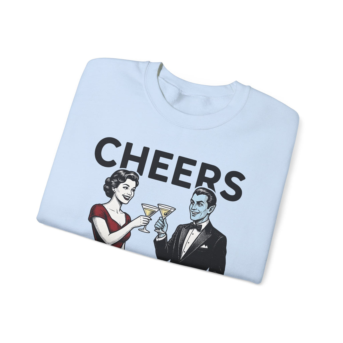 Vampire Duo Sweatshirt Halloween Event Gift Women Antique Sweatshirt Vampire Couple Sweatshirt Horror Fan Spooky Sweatshirt Party Graphic Old School Wine Glass