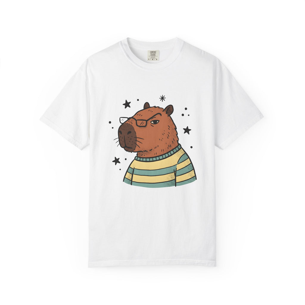 Capybara Specs T-Shirt Funny Fauna Gift Women Caricature T-Shirt Rodent T-Shirt Humor Fan Cartoon T-Shirt Wildlife Graphic Line Art Jumper T-Shirt