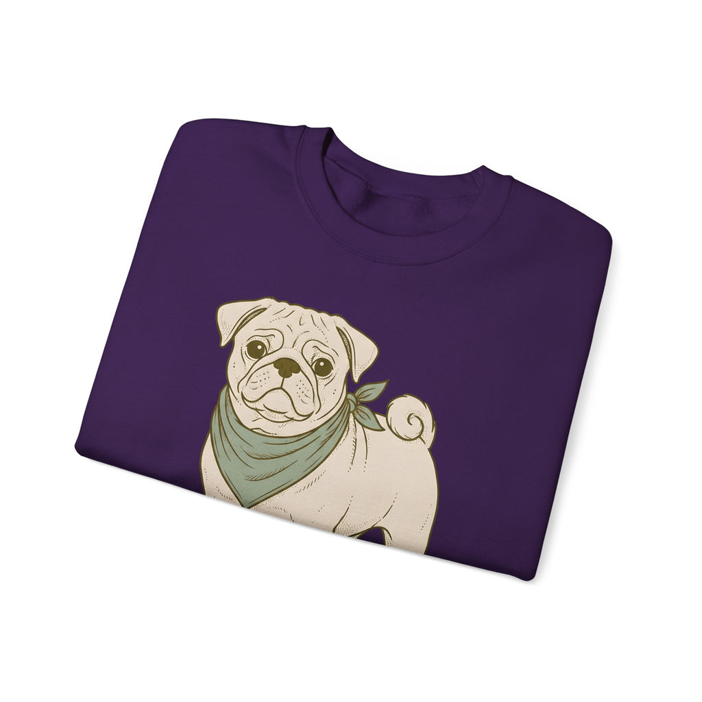 Pug Dog Sweatshirt Dog Pets Gift Women Hand Drawn Sweatshirt Puggle Sweatshirt Dog Fan Mop Dog Graphic Pet Design Illustration Minimalist Bandana Sweatshirt