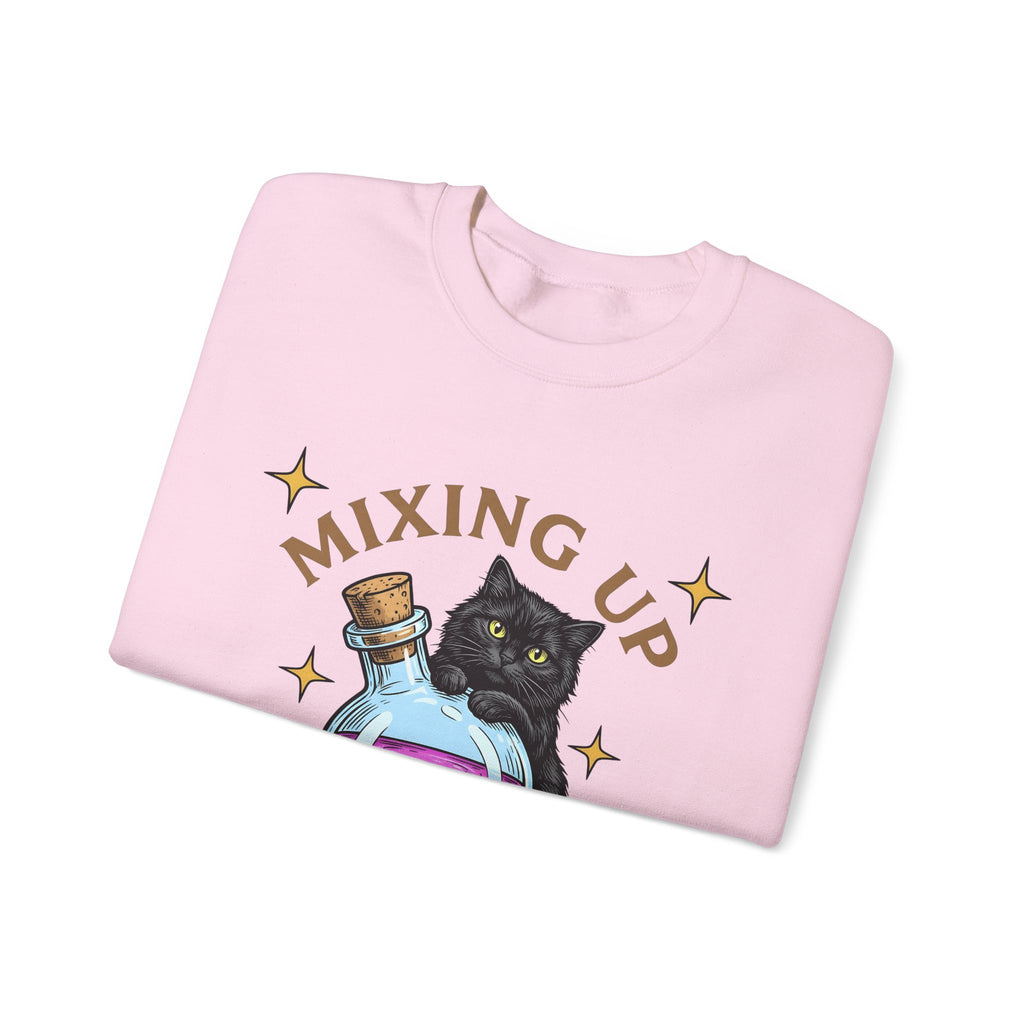 Black Cat Potion Sweatshirt Cat Humor Gift Women Cartoon Sweatshirt Magic Potion Sweatshirt Cat Fan Comic Sweatshirt Funny Graphic Vintage Stars Sweatshirt