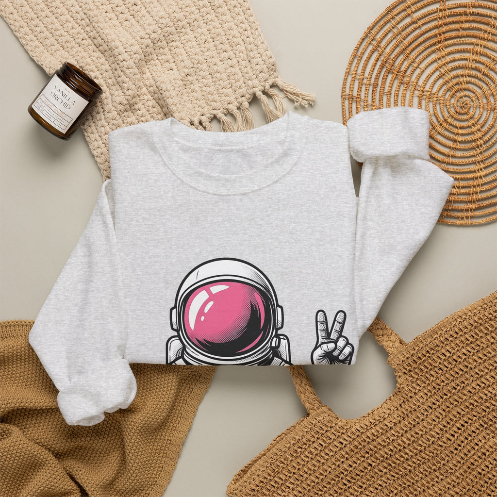 Astronaut Graphic Sweatshirt America Space Gift Women Comic Sweatshirt Cosmonaut Sweatshirt Patriot Fan Galactic Graphic Illustration Cartoon Sweatshirt Retro