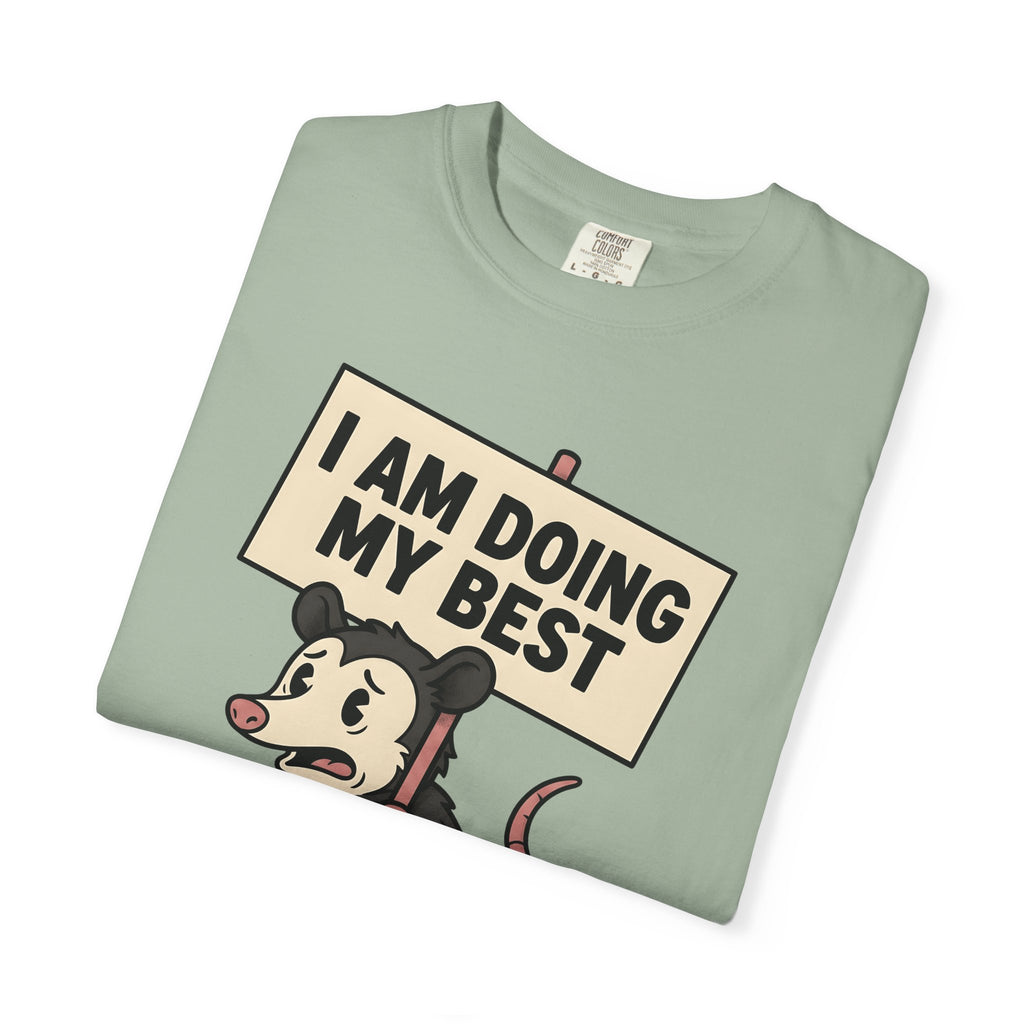 Possum Drawing T-Shirt Funny Creatures Gift Women Animated T-Shirt Opossum T-Shirt Humor Fan Cartoon T-Shirt Animal Graphic Doodle Demonstration