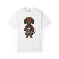 Dachshund Beer T-Shirt Dog Humor Gift Women Cartoon T-Shirt Wiener Dog T-Shirt Dog Fan Comic T-Shirt Funny Graphic Vintage Bow Tie T-Shirt