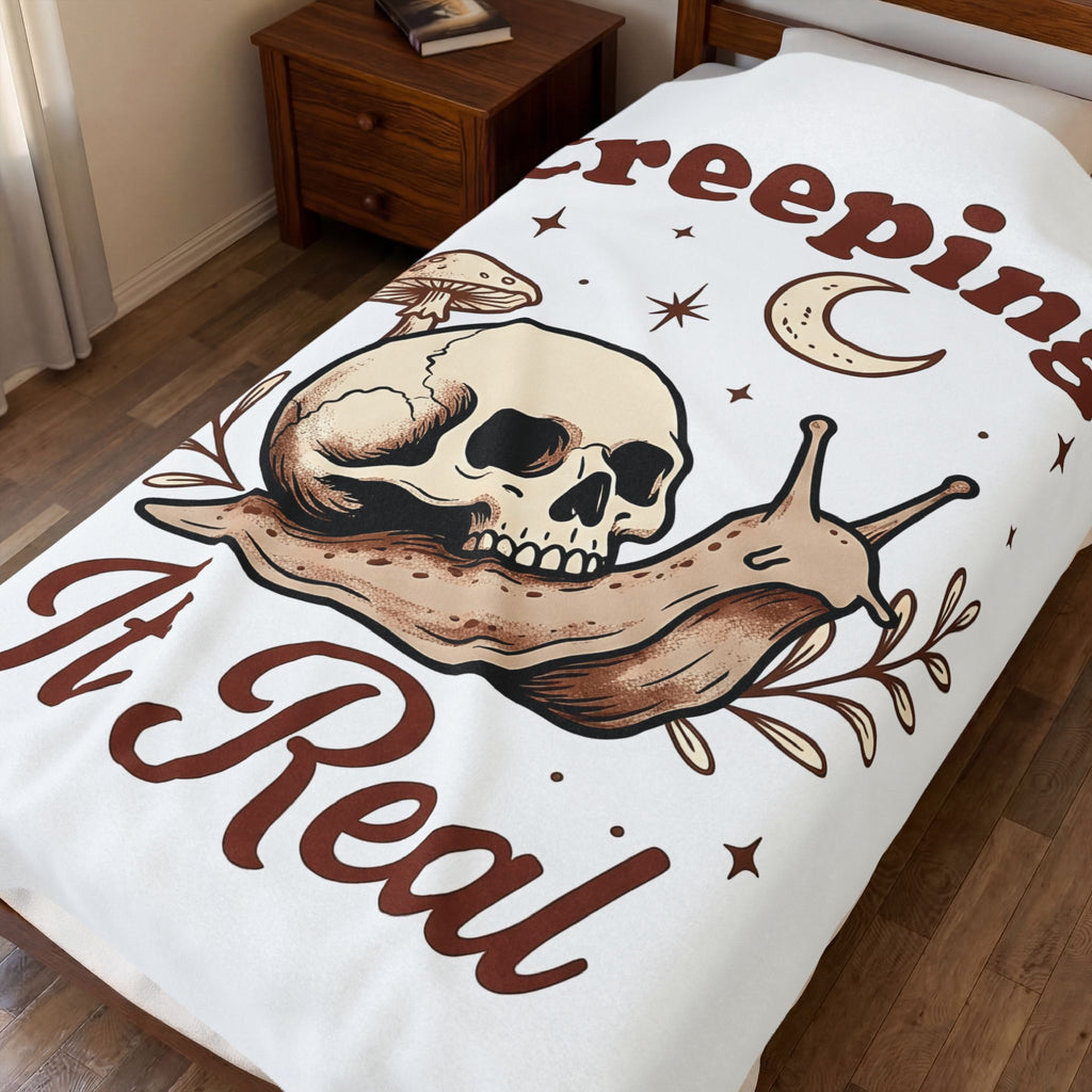 Skeleton Snail Blanket Halloween Horror Gift Women Retro Blanket Snail Blanket Horror Fan Creepy Graphic Blanket Sketch Toadstool Blanket