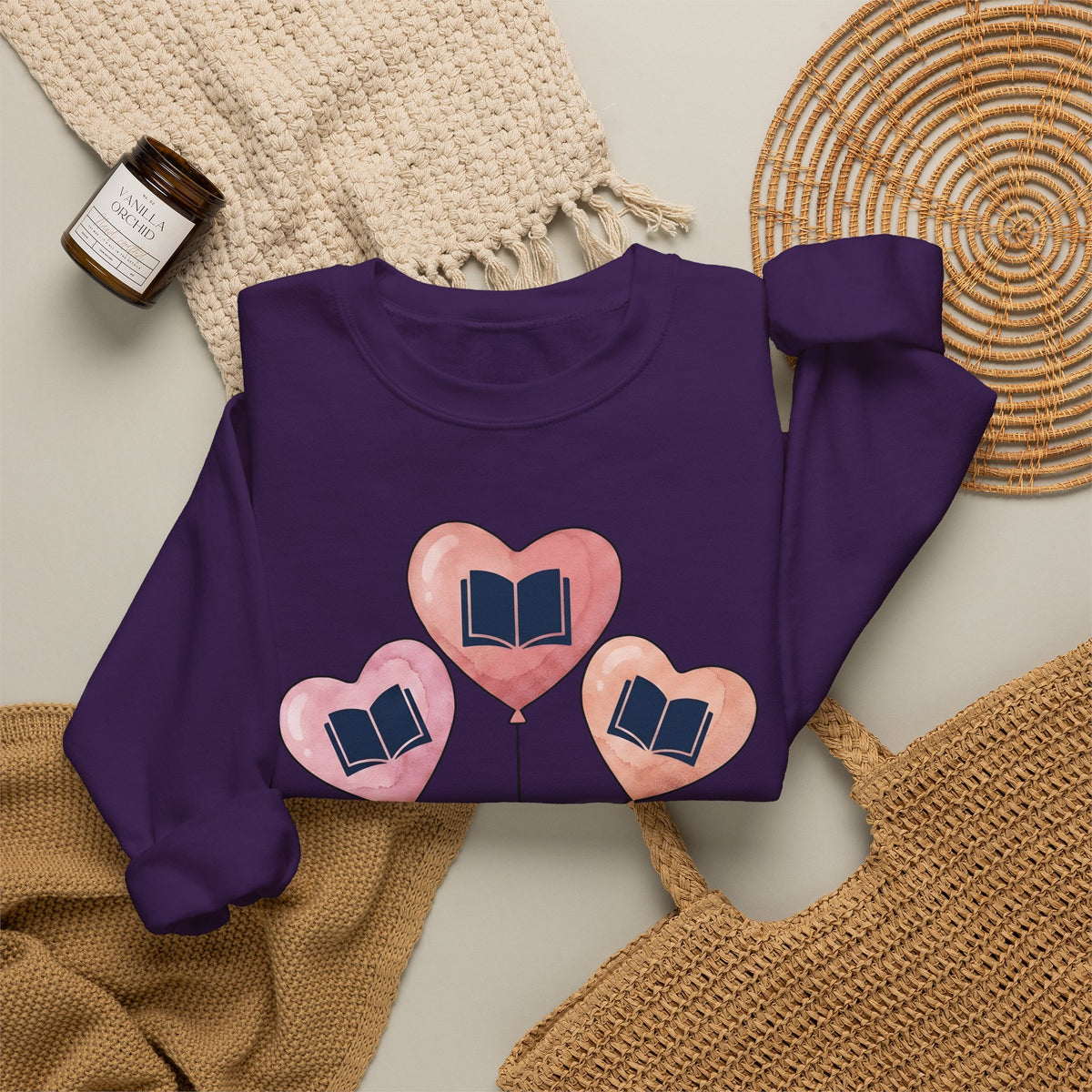 Love Balloon Sweatshirt Cute Books Gift Women Paint Sweatshirt Balloon Sweatshirt Adorable Fan Artistic Sweatshirt Literary Graphic Sketch Novel Sweatshirt