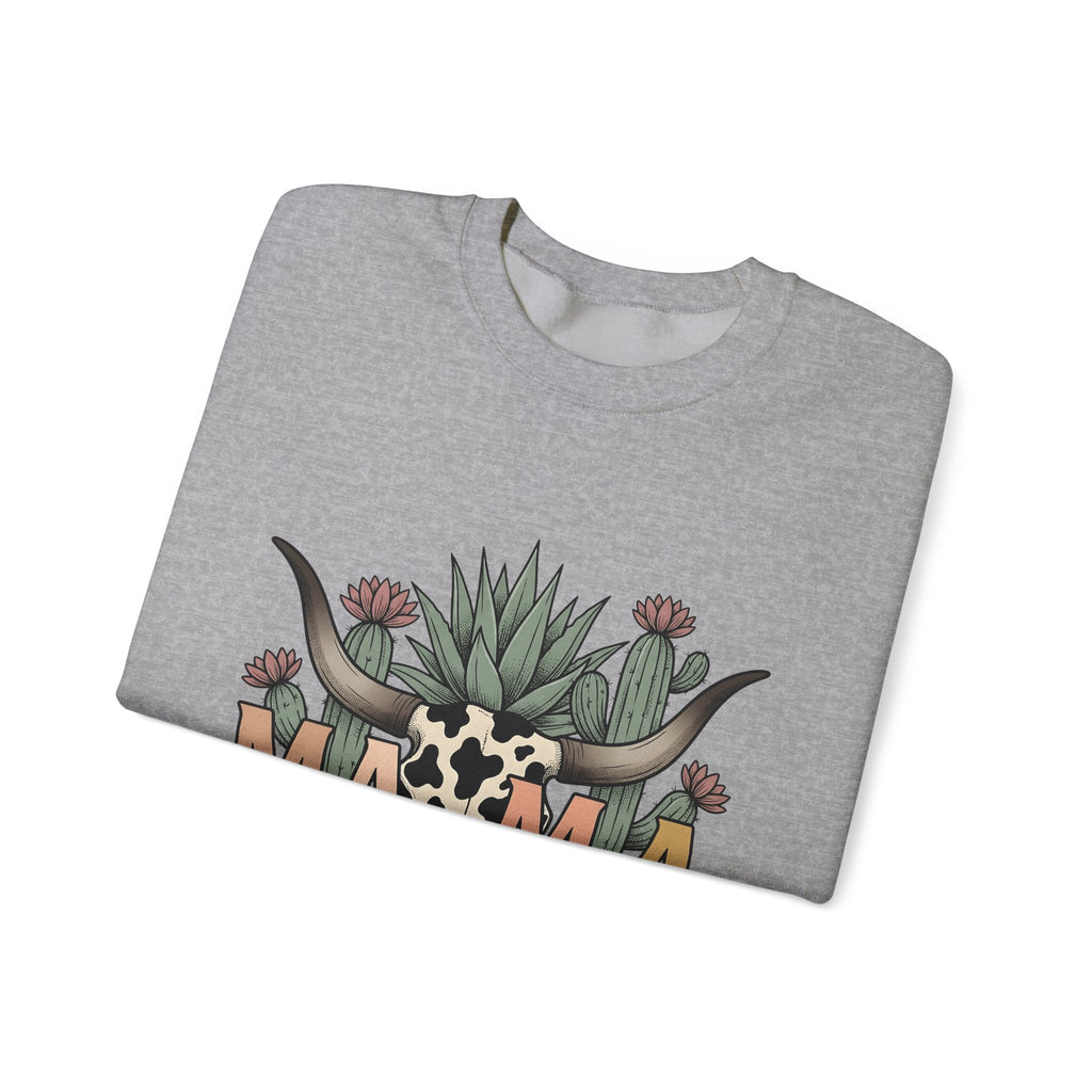Longhorn Skull Cactus Sweatshirt Moms Plains Gift Women Native Sweatshirt Cactus Sweatshirt Mother Fan Tribal Sweatshirt Prairie Graphic Line Art Desert Plant