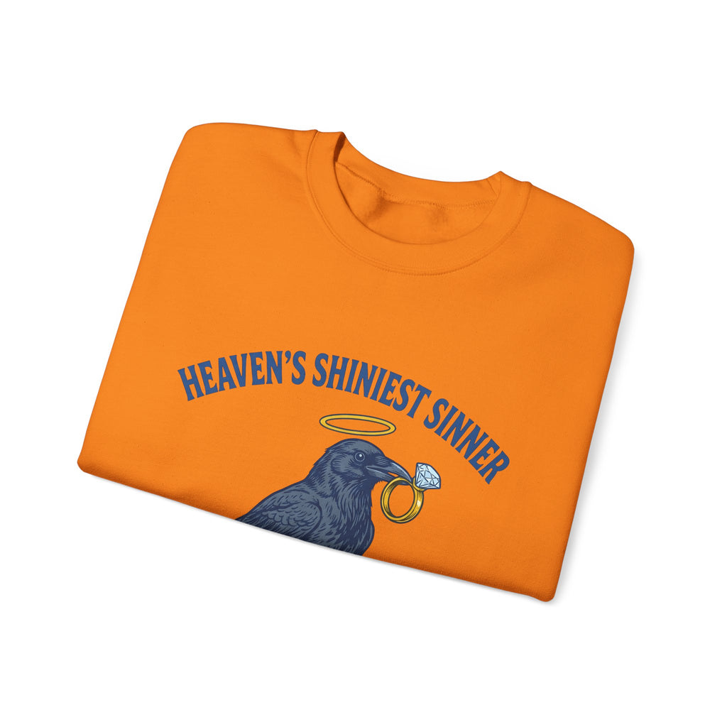 Raven Halo Sweatshirt Funny Animal Gift Women Vintage Sweatshirt Crow Sweatshirt Humor Fan Retro Sweatshirt Creature Graphic Hand Drawn Diamond Ring Sweatshirt
