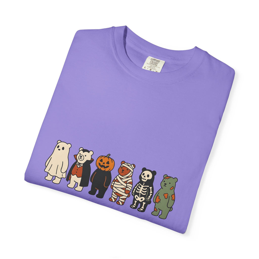 Bear Outfit T-Shirt Halloween Wildlife Gift Women Comic T-Shirt Teddy T-Shirt Halloween Fan Cartoon T-Shirt Animal Graphic Chibi Jack-O-Lantern