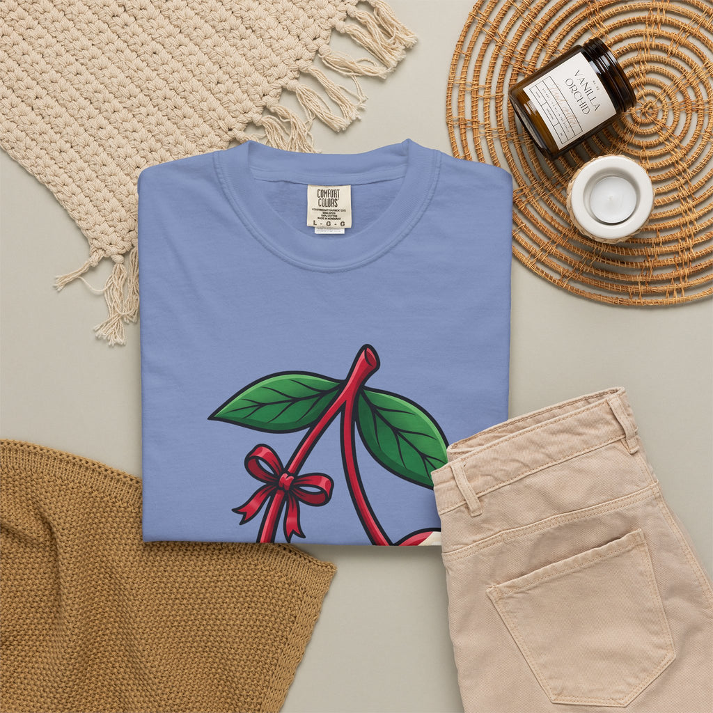 American Cherries 4Th Of July Beach Gift Comic Cherry Independence Day Fan Cartoon Coastal T-Shirt