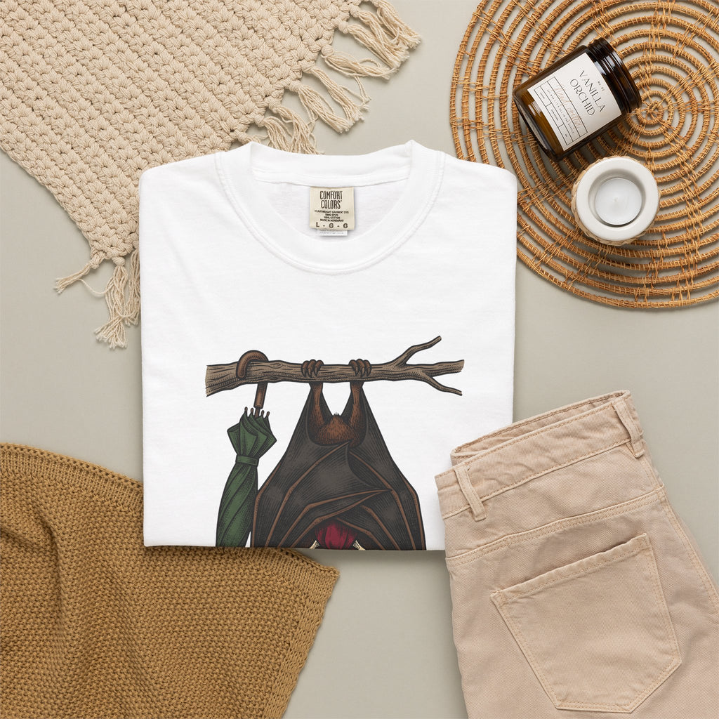 Bat Clipart T-Shirt Funny Creature Gift Women Doodle T-Shirt Bat T-Shirt Humor Fan Cartoon T-Shirt Beast Graphic Classic Parasol T-Shirt
