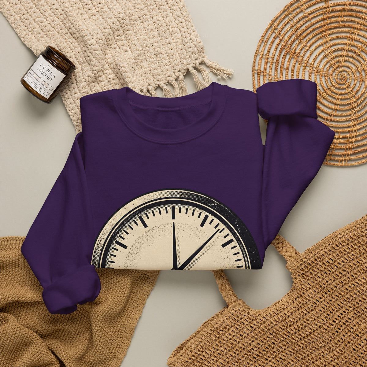 Analog Clock Sweatshirt Sports Encouragement Gift Women Aged Sweatshirt Timepiece Sweatshirt Athlete Fan Vintage Sweatshirt Motivational Graphic Clean Clock