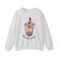 Boba Tea Sweatshirt Drinks Cuisine Gift Women Cute Sweatshirt Bubble Tea Sweatshirt Beverage Fan Milk Tea Sweatshirt Food Graphic Simple Blossom Sweatshirt