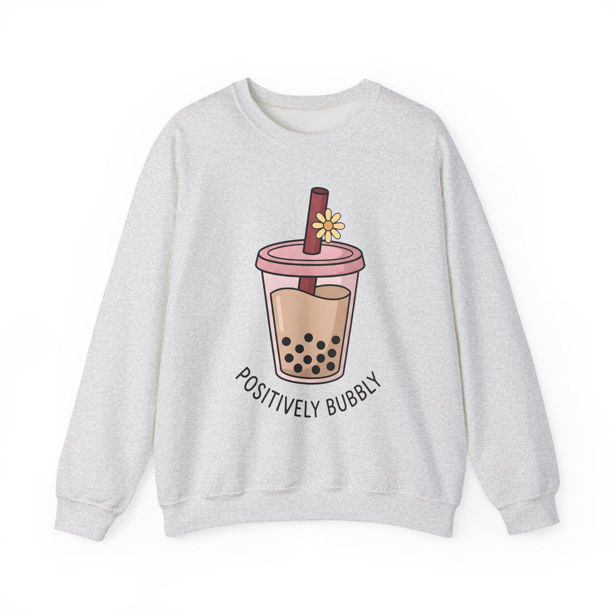 Boba Tea Sweatshirt Drinks Cuisine Gift Women Cute Sweatshirt Bubble Tea Sweatshirt Beverage Fan Milk Tea Sweatshirt Food Graphic Simple Blossom Sweatshirt