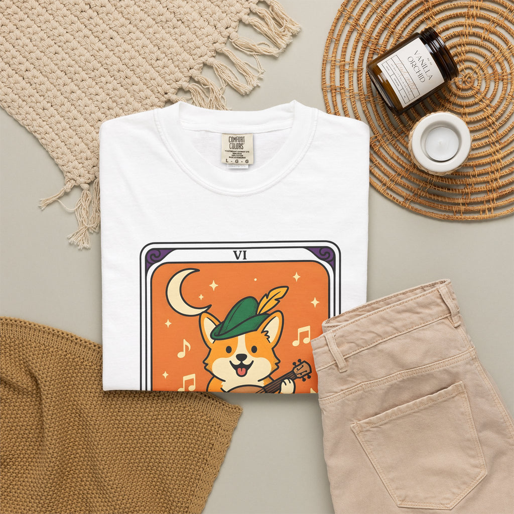 Corgi Performer T-Shirt Boho Chic Animal Gift Women Anime T-Shirt Pembroke Welsh Corgi T-Shirt Bohemian Fan Manga T-Shirt Animal Graphic Hand Drawn