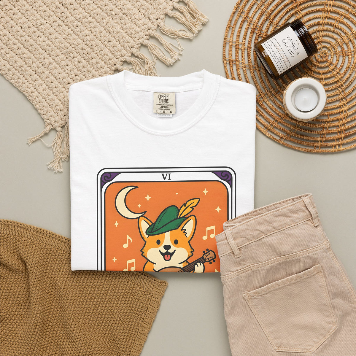 Corgi Performer T-Shirt Boho Chic Animal Gift Women Anime T-Shirt Pembroke Welsh Corgi T-Shirt Bohemian Fan Manga T-Shirt Animal Graphic Hand Drawn