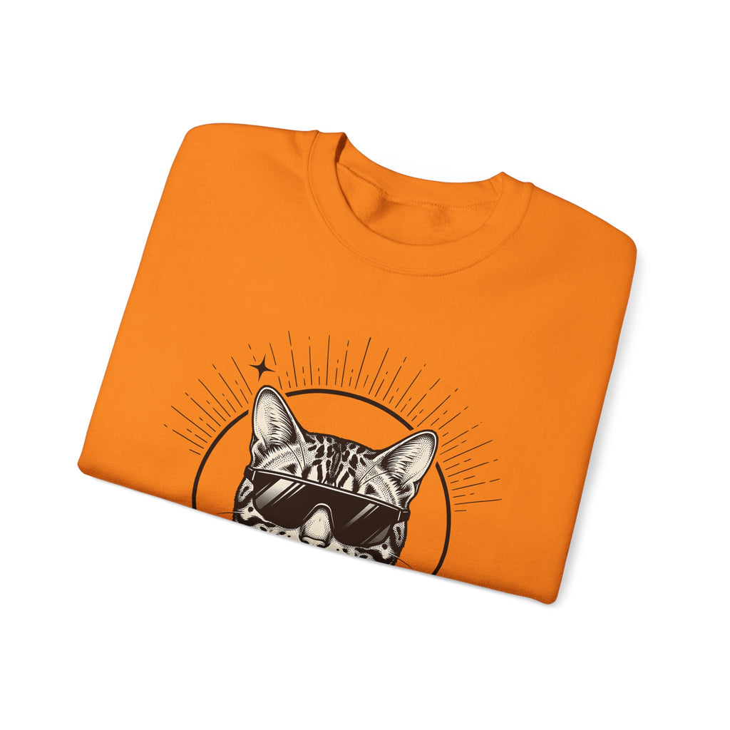 Stylish Cat Sweatshirt Cat Joke Gift Women Illustrative Sweatshirt Kitty Sweatshirt Feline Fan Catty Graphic Old School Cool Glasses Sweatshirt