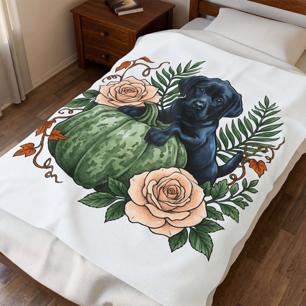Black Labrador Dog Blanket Halloween Pet Gift Women Old School Blanket Labrador Blanket Halloween Fan Vintage Blanket Dog