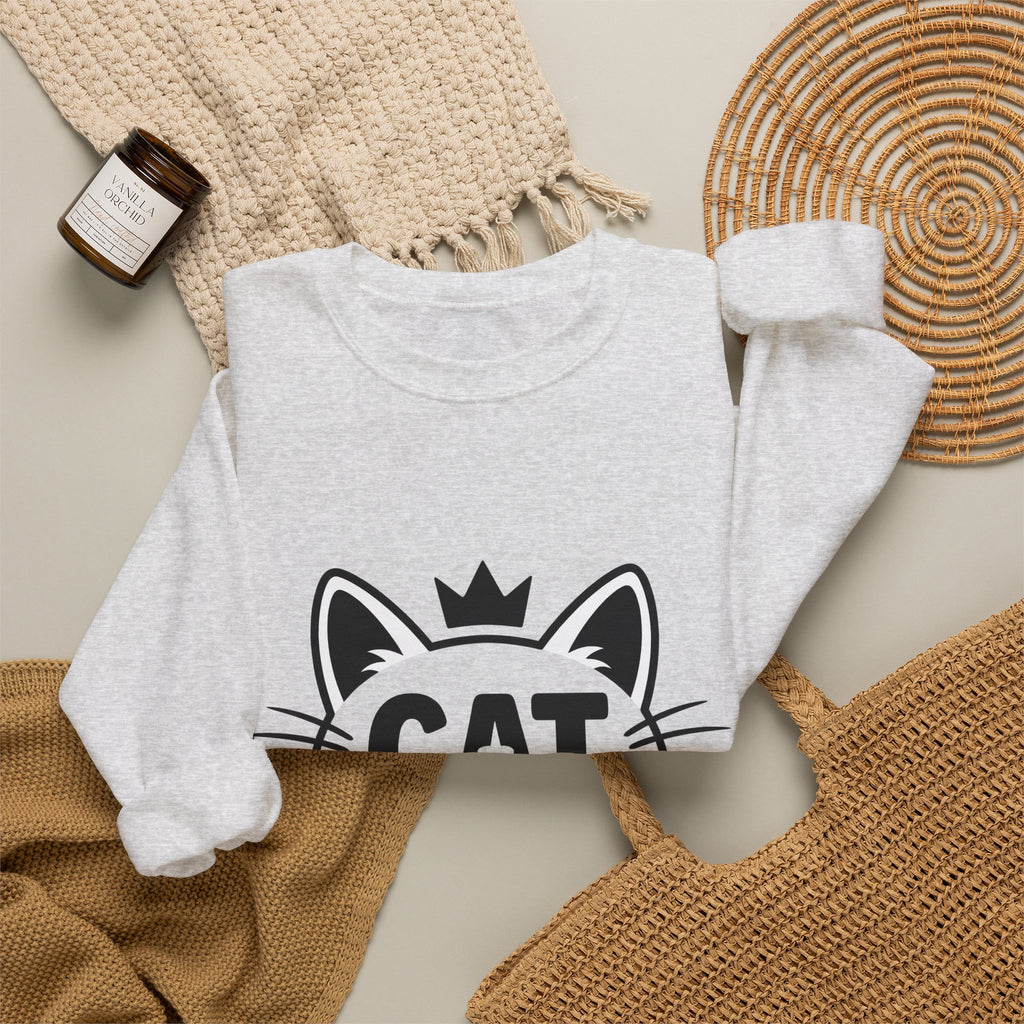 Cat Head Sweatshirt Cat Satire Gift Women Bright Graphic Sweatshirt Kitty Sweatshirt Cat Fan Feline Sweatshirt Parody Graphic Pared-Down Headpiece Sweatshirt