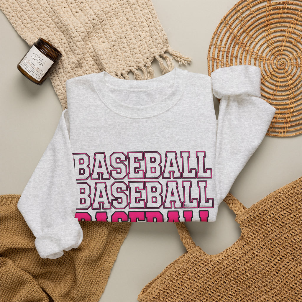 Baseball Lettering Sweatshirt Moms Athletics Gift Women Strong Sweatshirt Lettering Sweatshirt Mom Fan Bold Sweatshirt Sports Graphic Vintage Pink Highlight