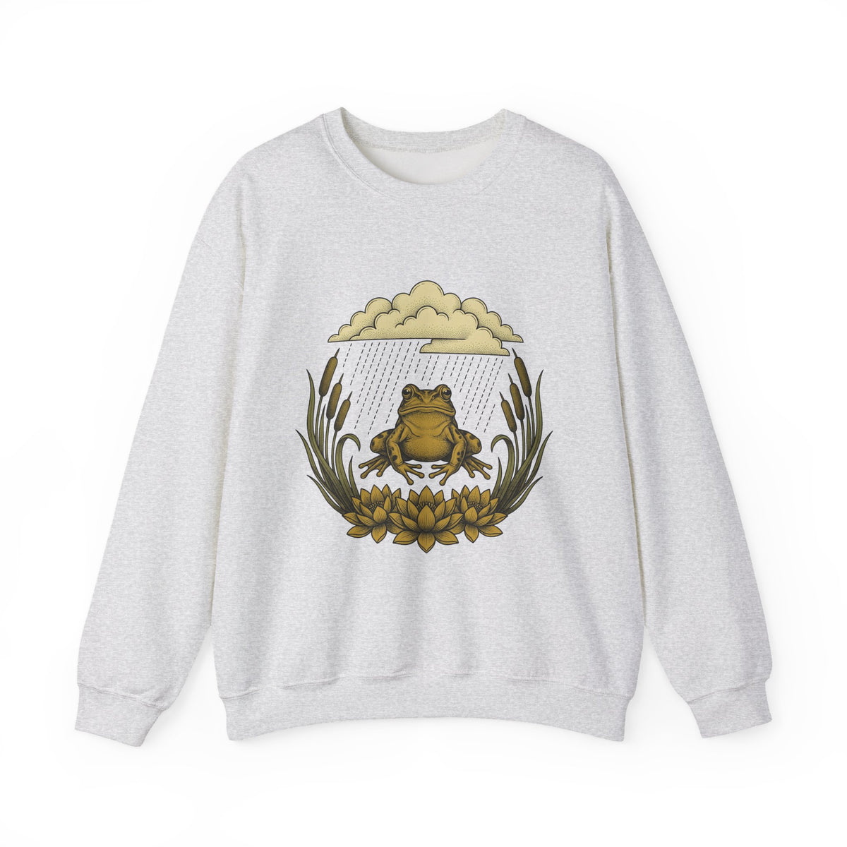 Frog Drawing Sweatshirt Boho Chic Flora Gift Women Garden Sweatshirt Toad Sweatshirt Bohemian Fan Botanical Sweatshirt Floral Graphic Classic Pond Flower