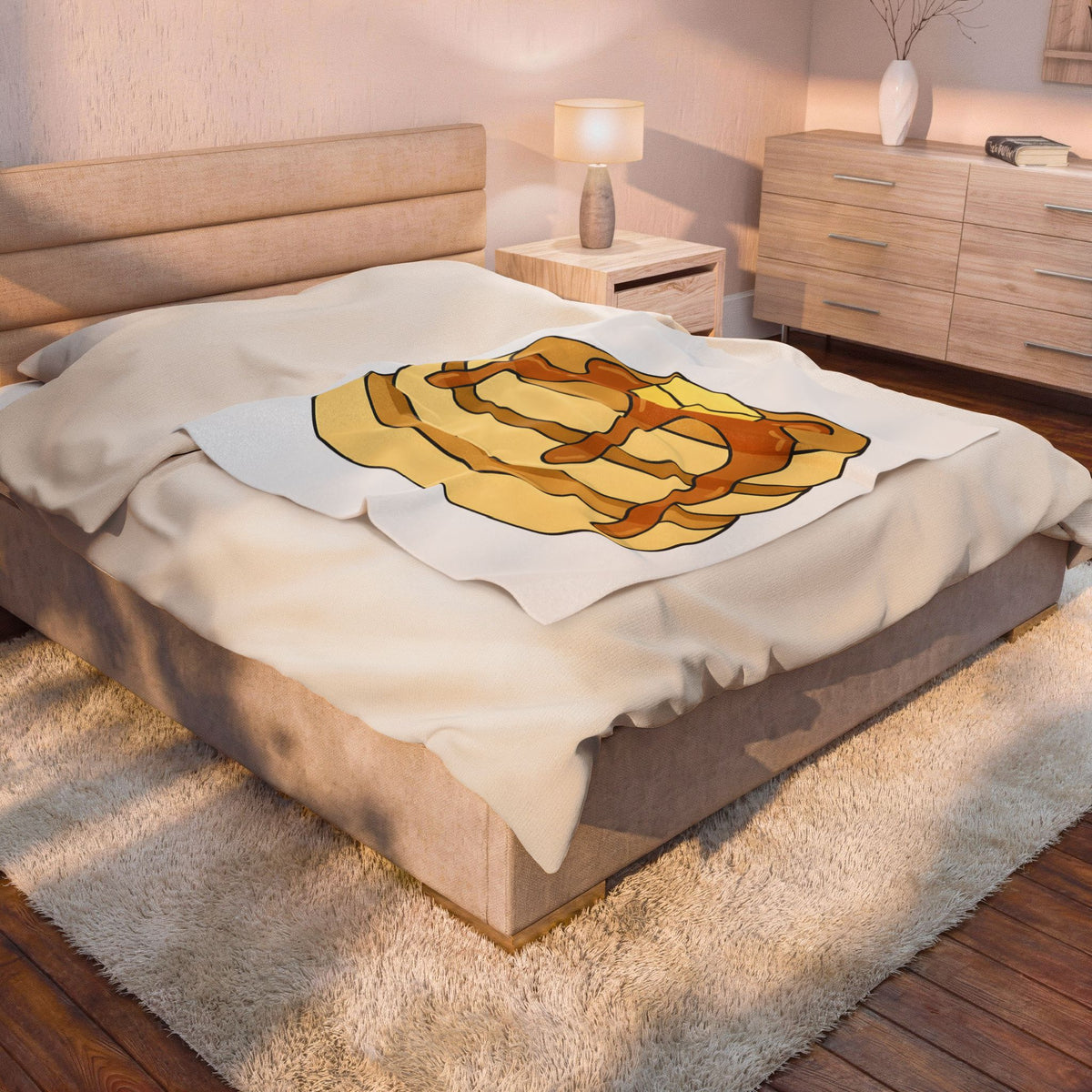 Flapjack Pile Blanket Desserts Brunch Gift Women Comic Blanket Granola Bar Blanket Pastry Fan Cartoon Blanket Breakfast Graphic Simple Honey Blanket