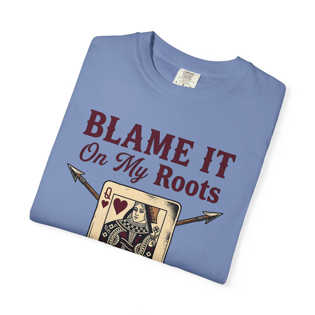 Playing Queen T-Shirt Cowgirl Western Gift Women Hand Drawn T-Shirt Queen T-Shirt Rodeo Fan Illustrated T-Shirt Country Graphic Folk Liquor Glass