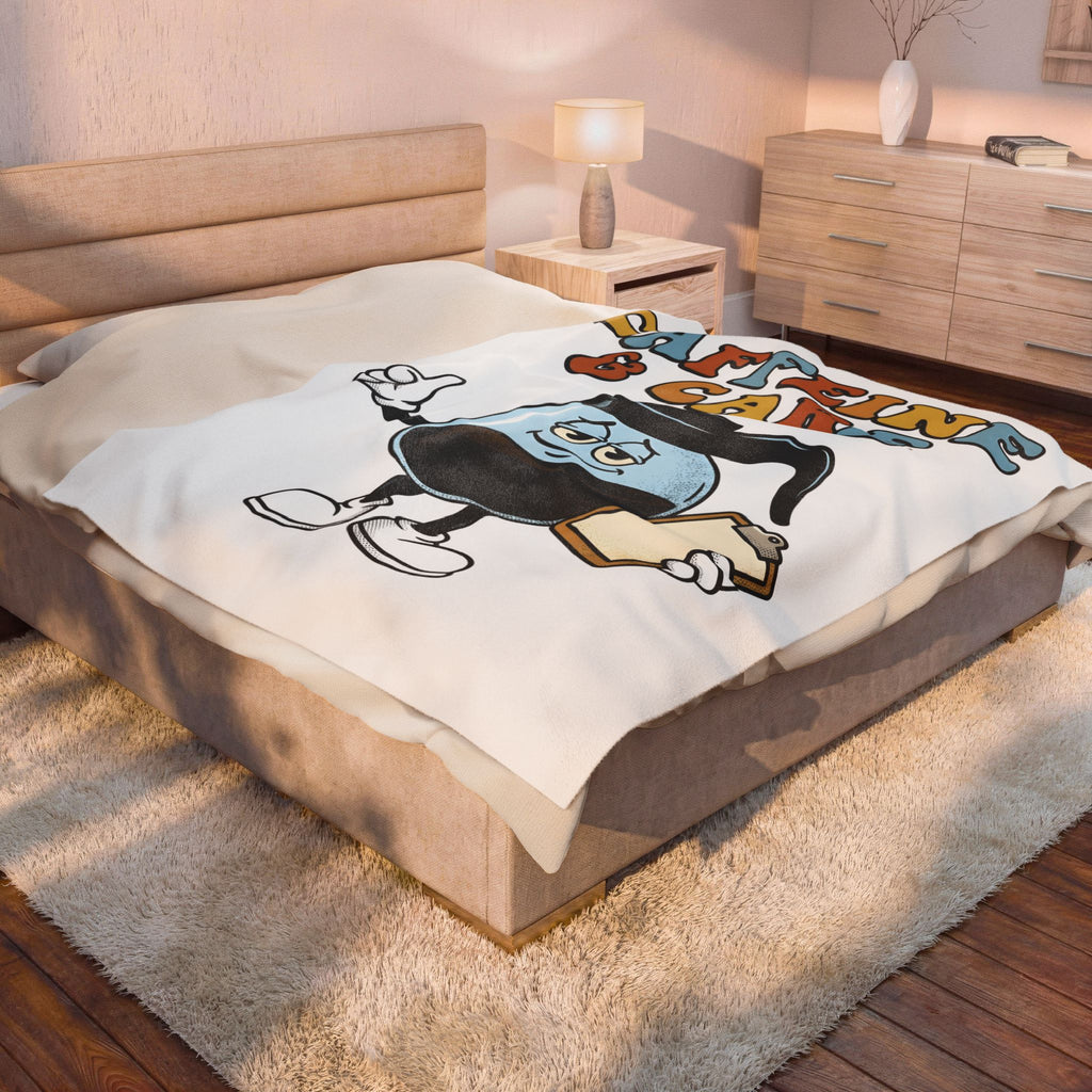 Coffee Pot Character Blanket Nurses Coffee Gift Women Cartoon Blanket Coffee Maker Blanket Nurse Fan Cartoony Blanket Caffeine Graphic Retro
