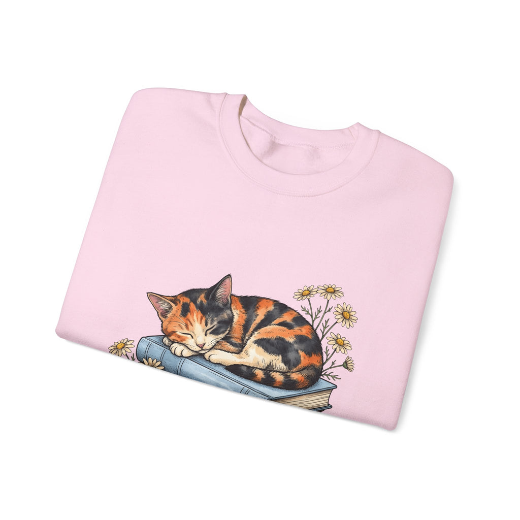 Calico Cat Sweatshirt Cat Floral Gift Women Hand Drawn Sweatshirt Kitten Sweatshirt Cat Fan Illustrated Graphic Vintage Books Sweatshirt