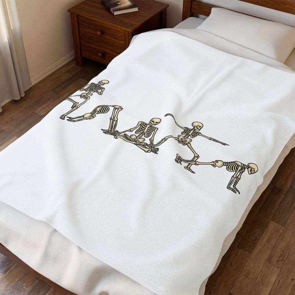 Skeleton Yoga Poses Blanket Yoga Halloween Gift Women Hand Drawn Blanket Bone Yoga Blanket Yoga Enthusiast Illustrated Graphic Spooky Design