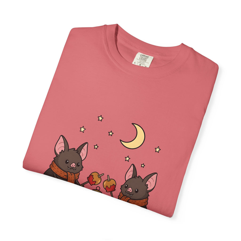 Bat Drawing T-Shirt Halloween Creatures Gift Women Charming T-Shirt Bat T-Shirt Spooky Fan Cartoon T-Shirt Monster Graphic Animated Gourd T-Shirt