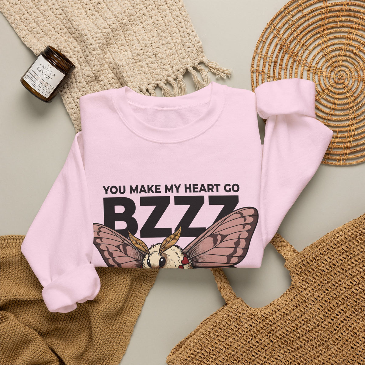 Moth Sweatshirt St. Valentine's Day Affection Gift Women Neo Traditional Sweatshirt Bug Sweatshirt Valentine Fan Vintage Sweatshirt Tender Graphic Antique