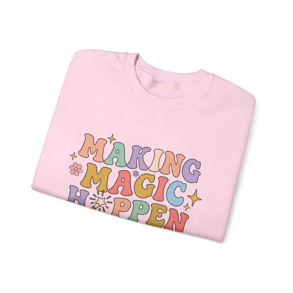 Enchanted Rod Design Sweatshirt Teachers Thanks Gift Women Line Art Sweatshirt Magic Wand Sweatshirt Educator Enthusiast Illustration Graphic Appreciation