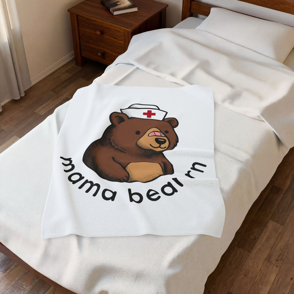 Nurse Bear Blanket Nurse Animal Gift Women Cute Blanket Teddy Bear Blanket Nursing Enthusiast Kawaii Blanket Creature Graphic Cartoon Nurse Hat