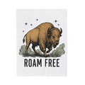 Buffalo Art Blanket Animal Environment Gift Women Rustic Blanket Bison Blanket Wildlife Fan Primitive Blanket Eco Graphic Line Art Star Symbols