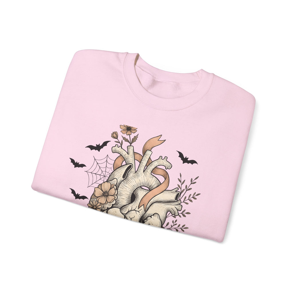 Anatomical Heart Sweatshirt Halloween Gothic Gift Women Tattoo Art Sweatshirt Cardiac Sweatshirt Horror Fan Ink Sweatshirt Dark Graphic Vintage Bats Sweatshirt