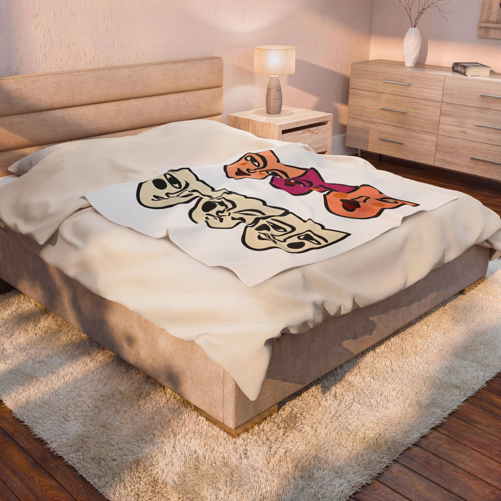 Abstract Faces Blanket Abstract Art Gift Women Modern Blanket Faces Blanket Art Fan Contemporary Blanket Artistic Graphic Minimal Bold Outlines