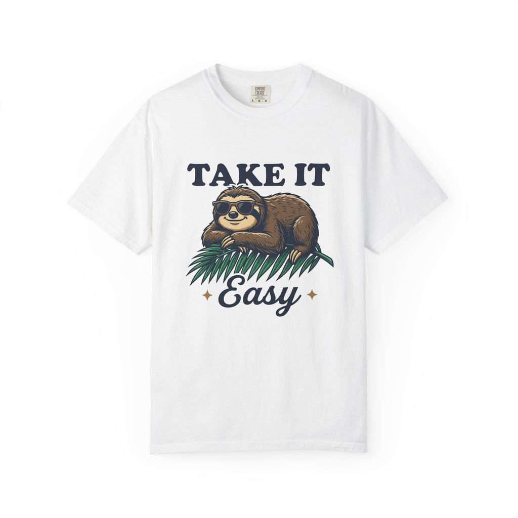 Sloth Shades T-Shirt Funny Wildlife Gift Women Comic T-Shirt Cool Shades T-Shirt Humor Fan Cartoon T-Shirt Animal Graphic Vintage Tropical Leaf