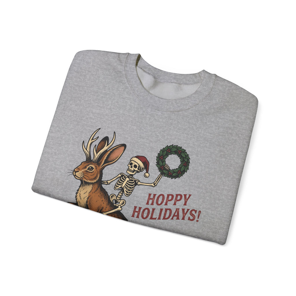 Jackalope Skull Sweatshirt Christmas Jokes Gift Women Antique Sweatshirt Rabbit Skull Sweatshirt Xmas Fan Vintage Sweatshirt Pun Graphic Doodle Circle Sweatshirt