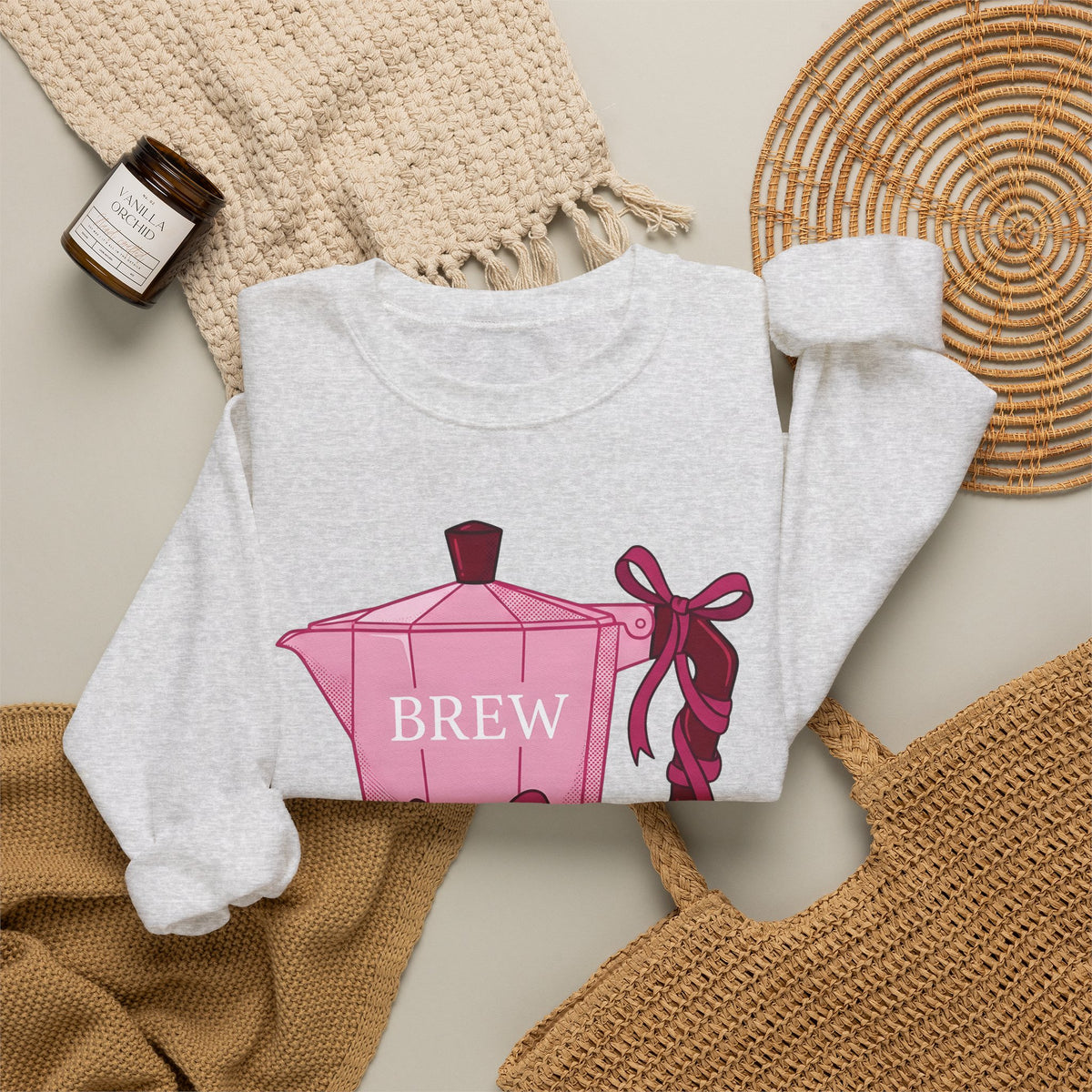 Moka Pot Sweatshirt Coffee Foodie Gift Women Cute Sweatshirt Stovetop Coffee Sweatshirt Coffee Fan Cute Sweatshirt Food Graphic Hand Drawn Bow Sweatshirt