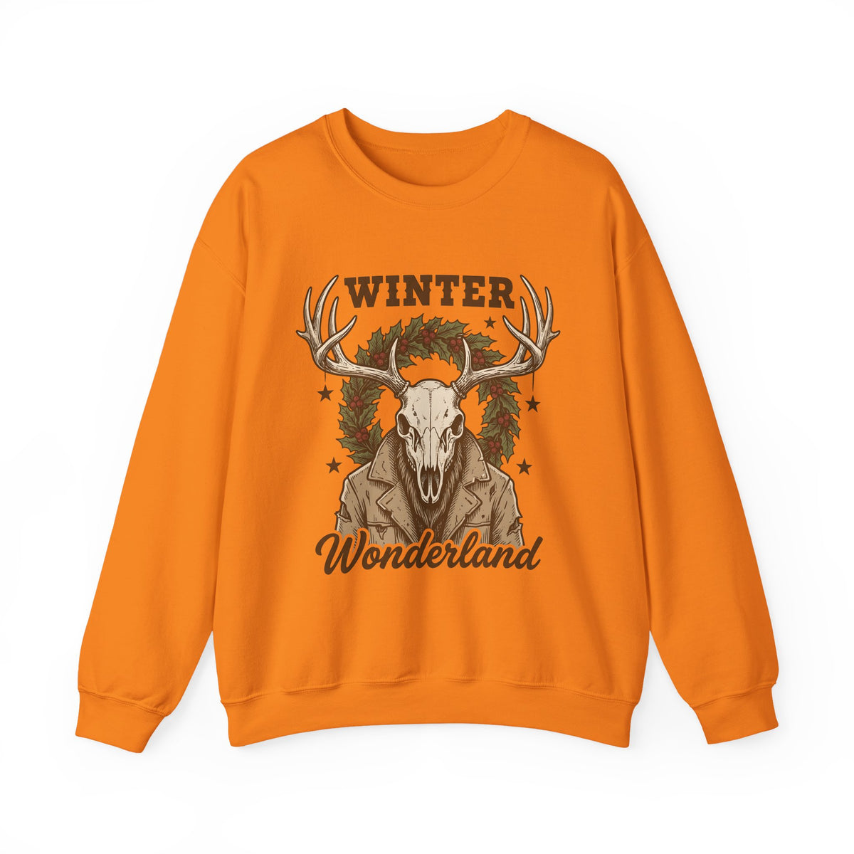Antler Skull Sweatshirt Christmas Frost Gift Women Throwback Sweatshirt Deer Skull Sweatshirt Xmas Fan Holiday Sweatshirt Frosty Graphic Cartoon Pine Wreath