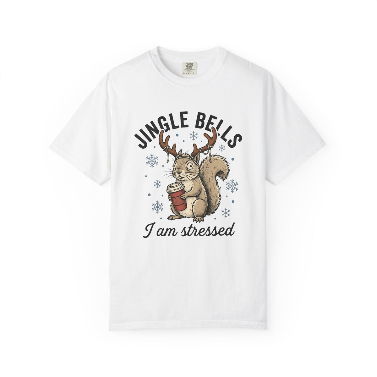 Tree Squirrel Coffee T-Shirt Christmas Fauna Gift Women Line Art T-Shirt Squirrel Coffee T-Shirt Xmas Fan Squirrel Illustration Wildlife Graphic