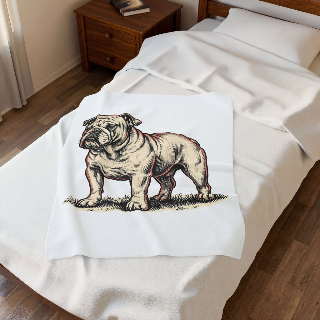 Bulldog Dog Blanket Dog Pets Gift Women Vintage Blanket Bulldog Blanket Dog Fan Bulldog Blanket Animal Graphic Hand Drawn Grass Blanket