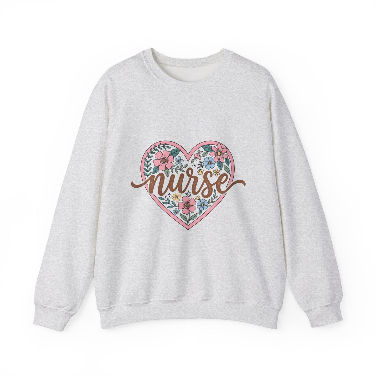 Flower Heart Sweatshirt Nurse Thanks Gift Women Cartoon Sweatshirt Floral Sweatshirt Healthcare Enthusiast Comic Sweatshirt Appreciation Graphic Retro Petals