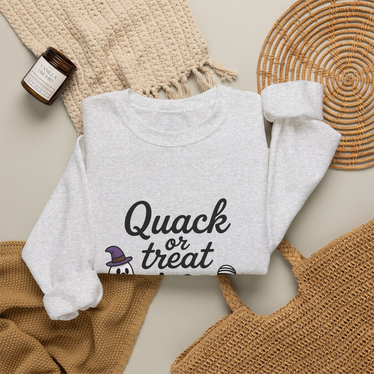 Duck Attire Sweatshirt Halloween Pets Gift Women Animated Sweatshirt Duckling Sweatshirt Spooky Fan Cartoon Sweatshirt Animal Graphic Hand Drawn Jack O Lantern