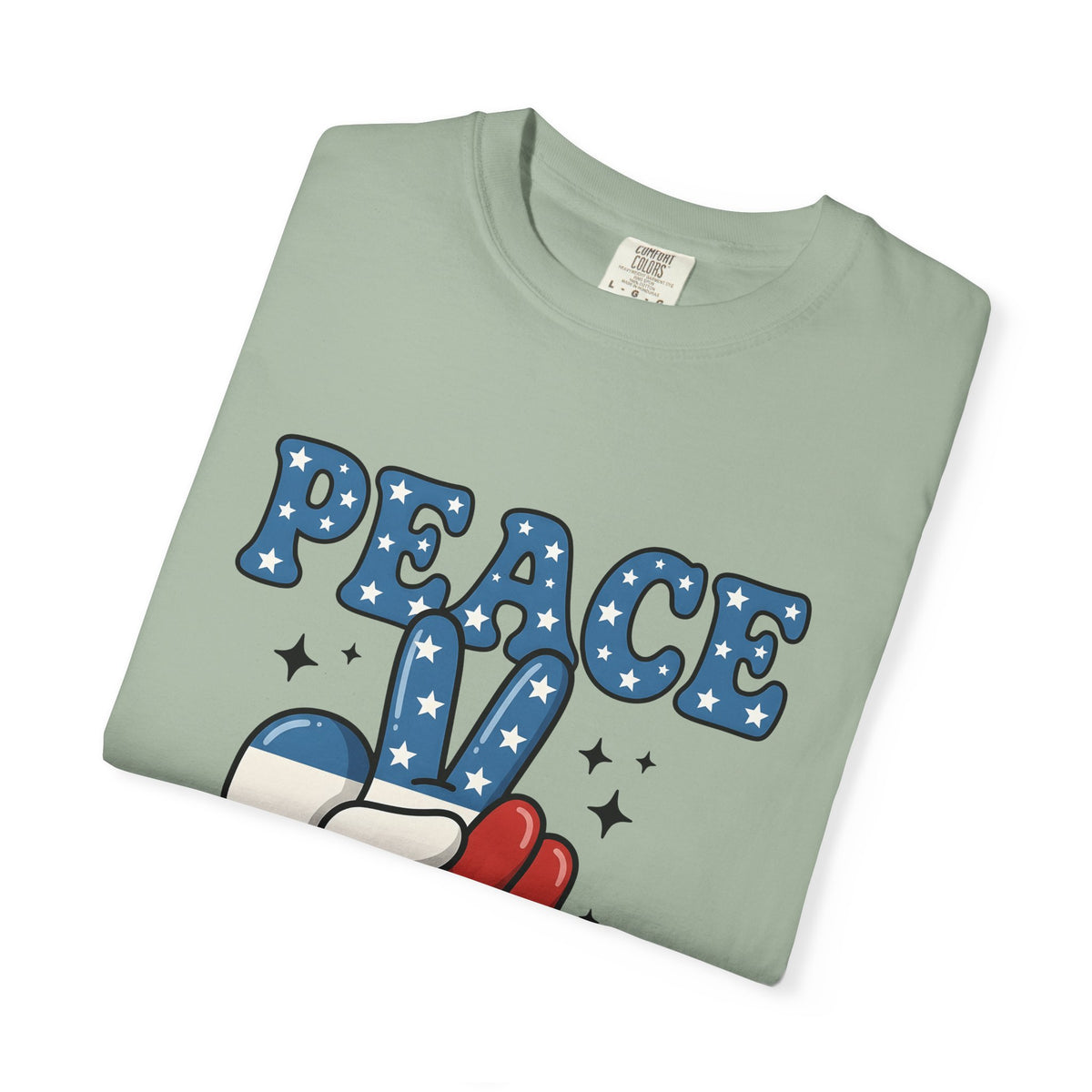Peace Gesture T-Shirt America/4th Of July Celebration Gift Women Sketch T-Shirt Peace Sign T-Shirt Patriot Fan Hand Drawn T-Shirt Party Graphic