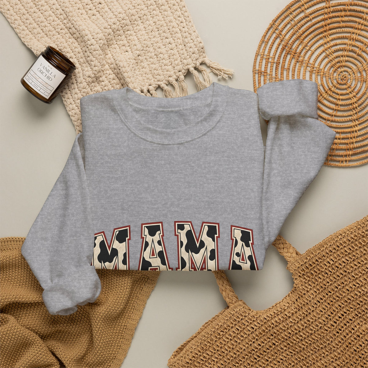 Cow Pattern Lettering Sweatshirt Mom Ranch Gift Women Farmhouse Sweatshirt Typography Sweatshirt Mother Enthusiast Rustic Sweatshirt Farm Graphic Vintage