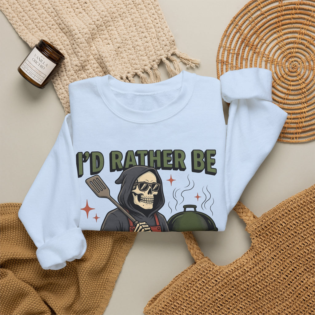 Skull Cook Sweatshirt Grilling Joke Gift Women Comic Sweatshirt Skeleton Sweatshirt Barbecue Fan Cartoon Sweatshirt Pun Graphic Retro Barbeque Sweatshirt