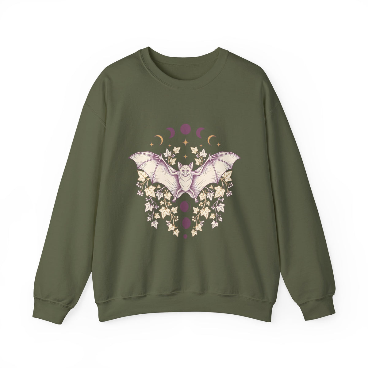 Bat Drawing Sweatshirt Cottagecore Dark Gift Women Hippie Sweatshirt Bat Sweatshirt Cottage Fan Bohemian Sweatshirt Gothic Graphic Antique Plant Sweatshirt