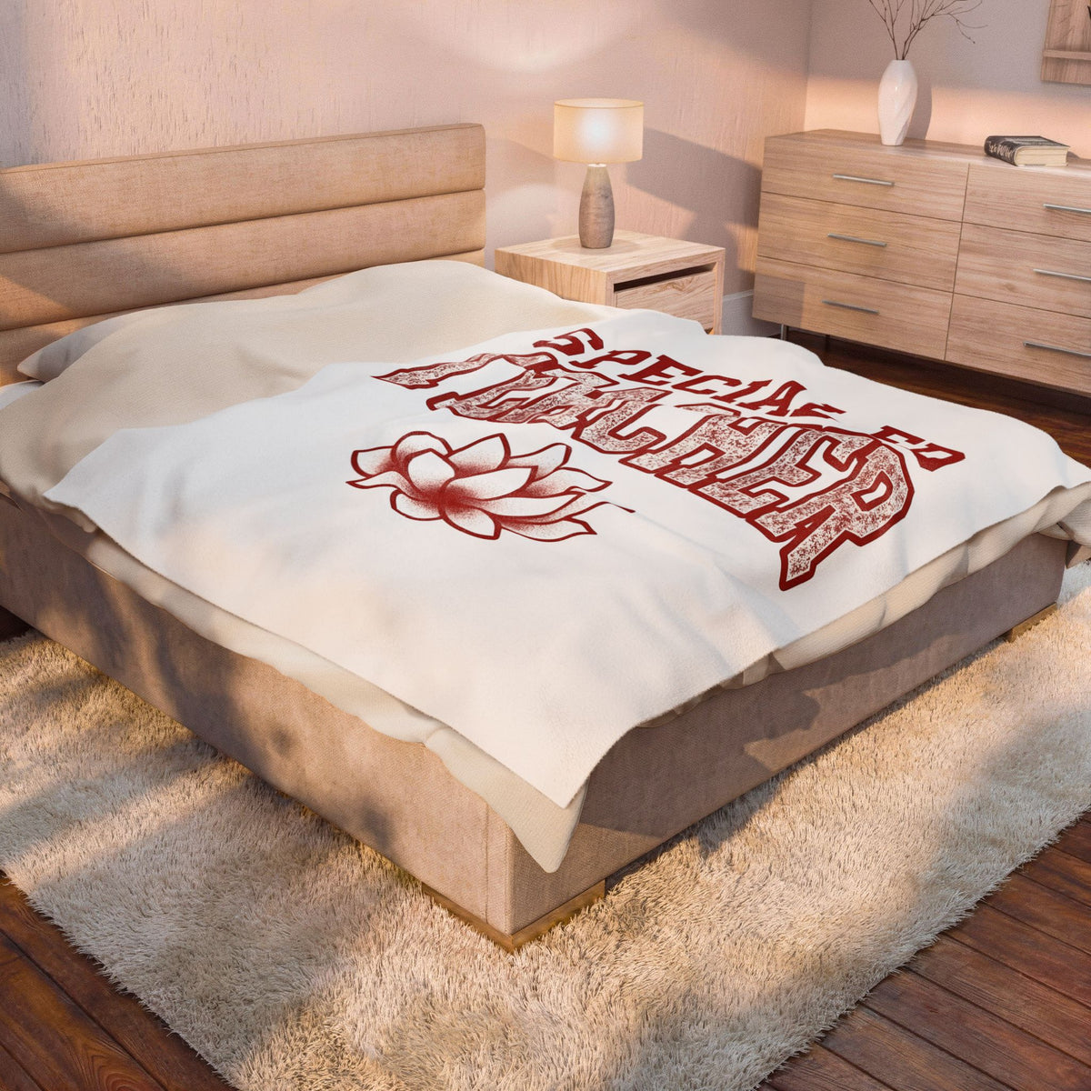 Lotus Petal Blanket Teacher Recognition Gift Women Faded Blanket Waterlily Blanket Educator Enthusiast Distressed Blanket Appreciation Graphic