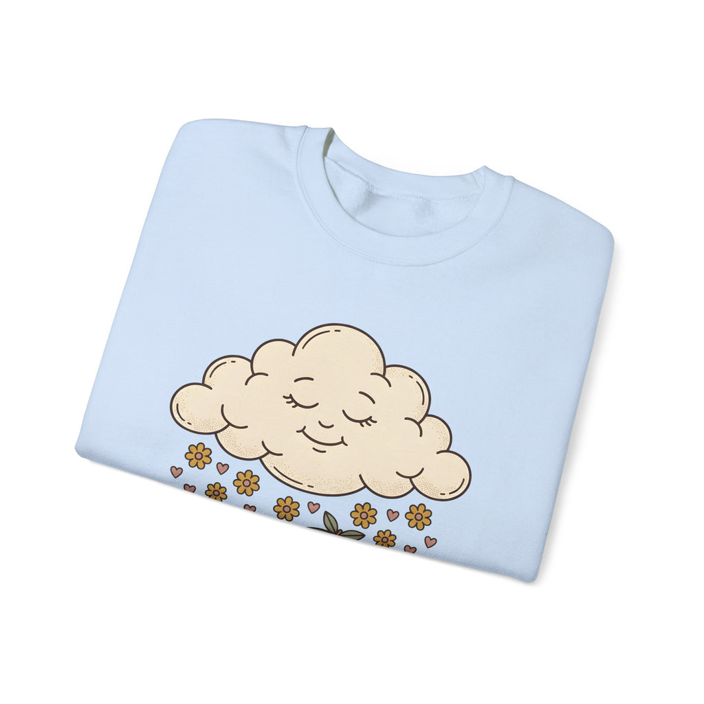 Joyful Cloud Sweatshirt Boho Chic Encouragement Gift Women Cartoon Sweatshirt Cloud Sweatshirt Bohemian Fan Illustrated Graphic Sweatshirt Hand Drawn Bloom